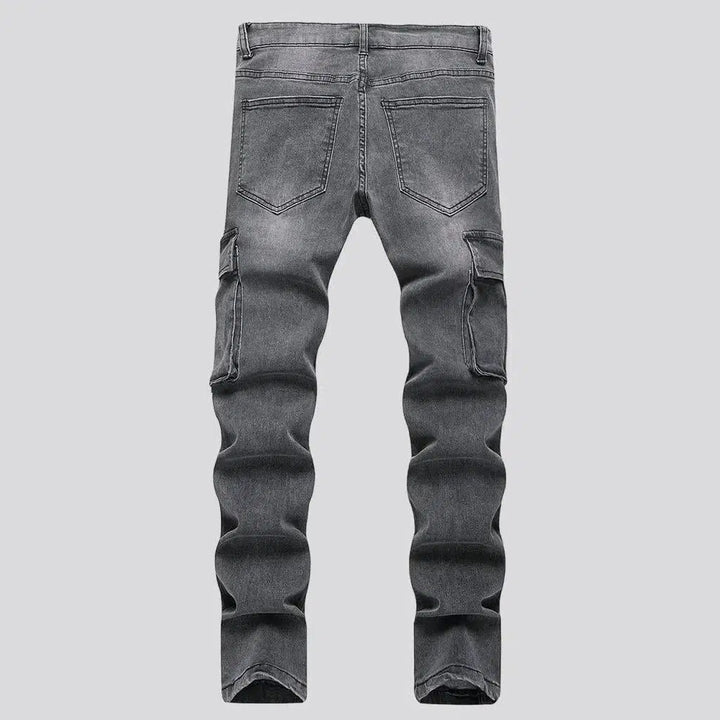 Sanded men's cargo jeans