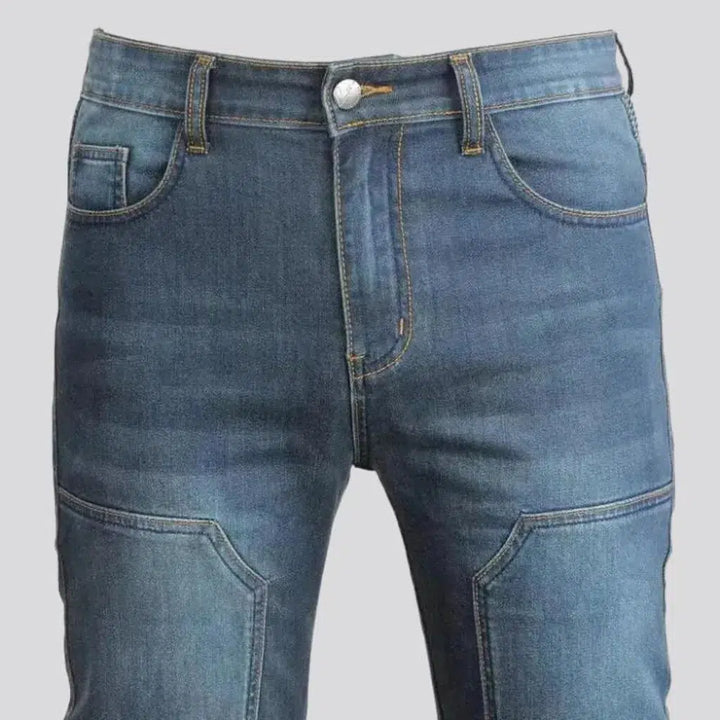 Mid-waist vintage men's moto jeans