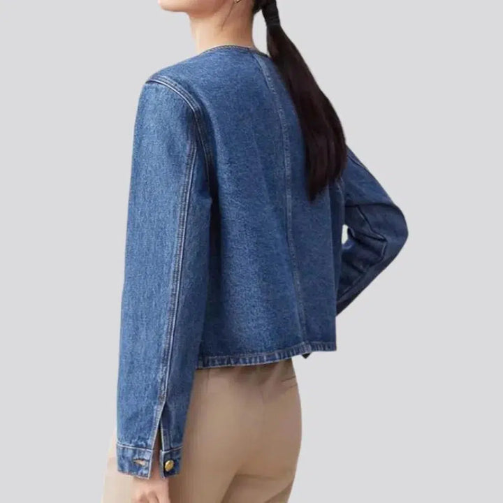 Medium-wash oversized denim jacket