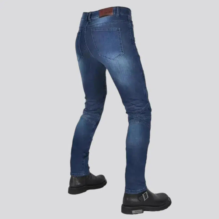 Whiskered protective riding jeans
 for men