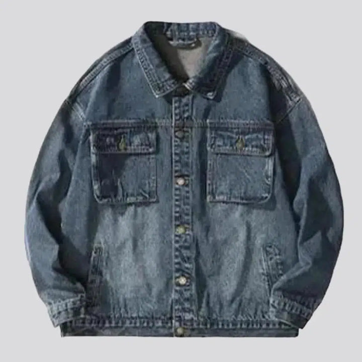 Medium-wash oversized jean jacket