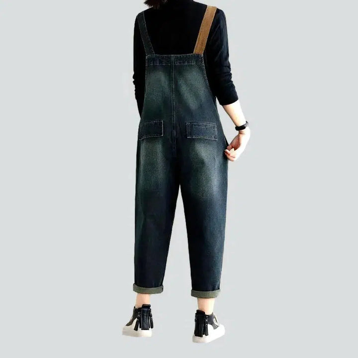 Chic patchwork women's jeans overall