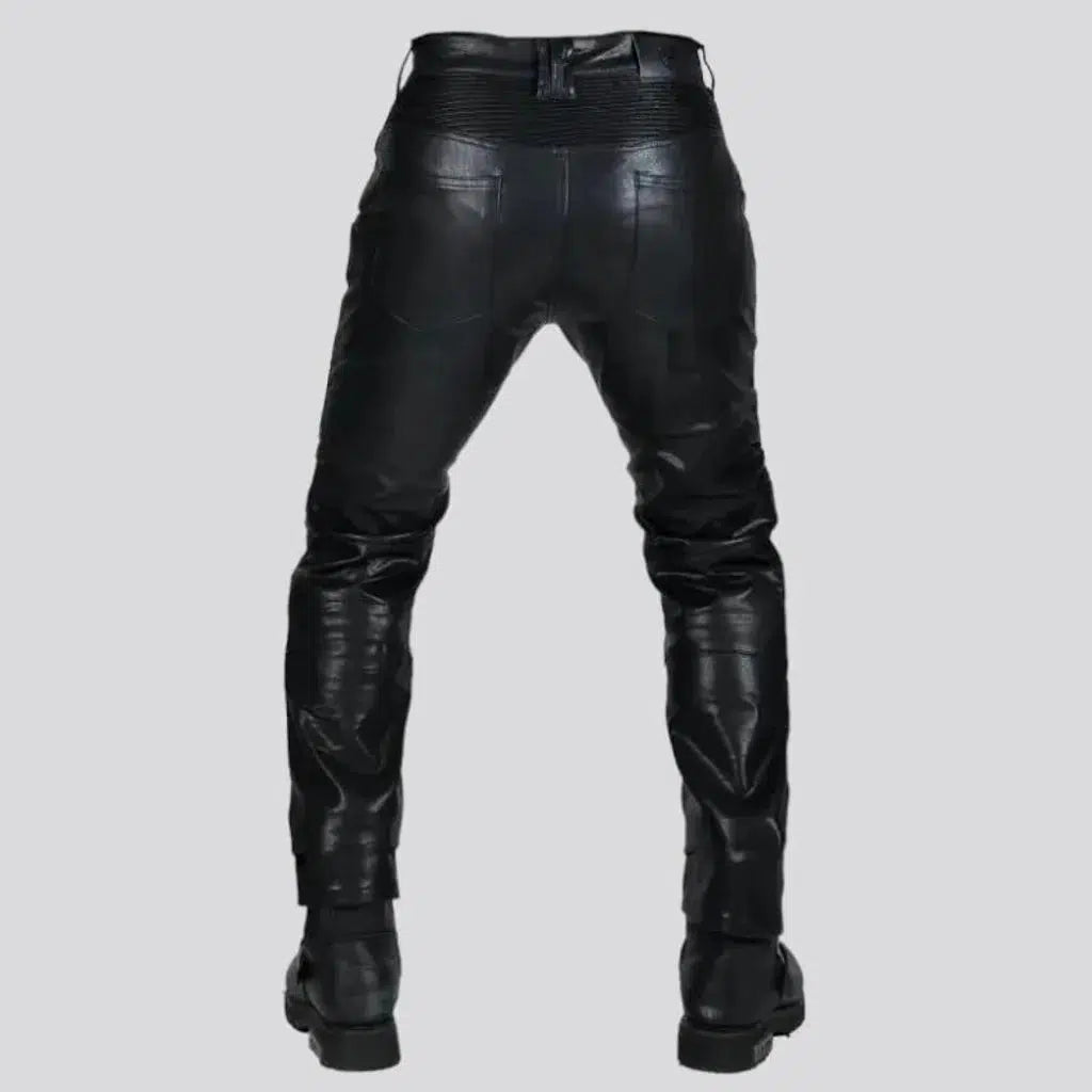 Mid-waist wax moto jeans
 for men