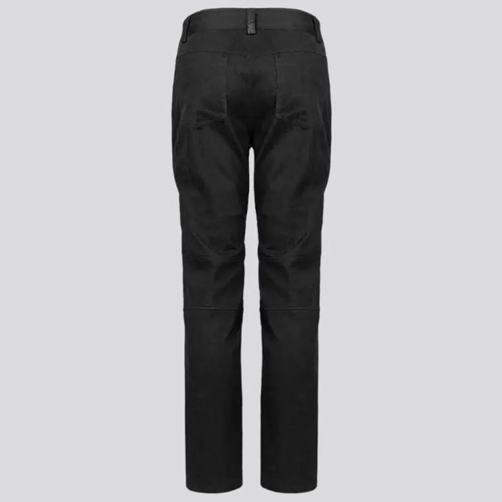 Mixed-fabrics rivet jeans
 for men