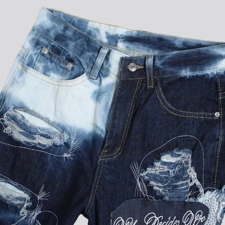 Distressed tie-dyed jeans
 for men