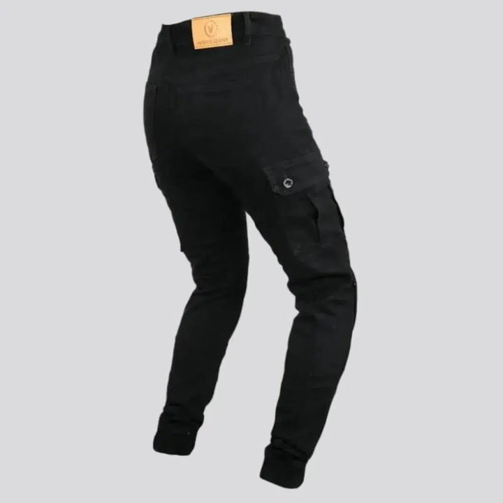 Black women's biker jeans