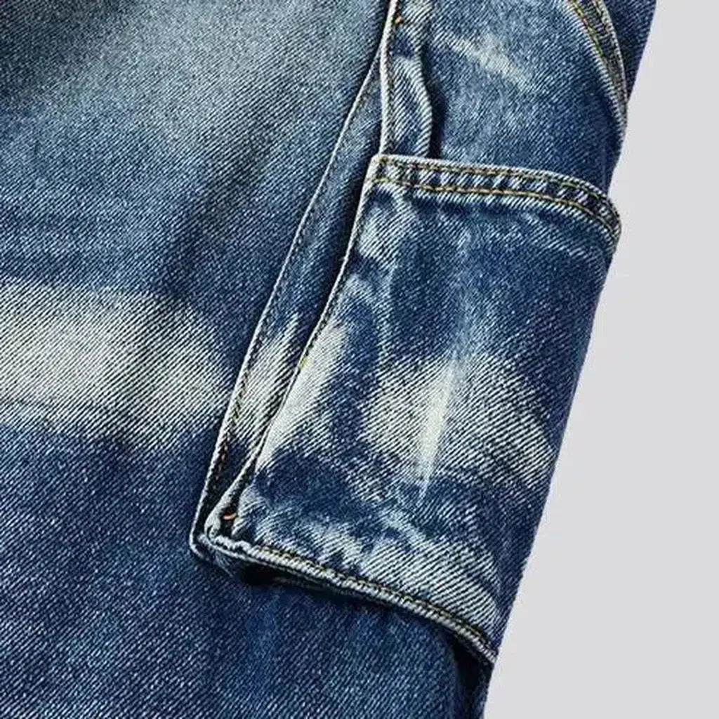 Zipper-button men's painted jeans