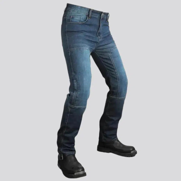 Mid-waist vintage men's moto jeans