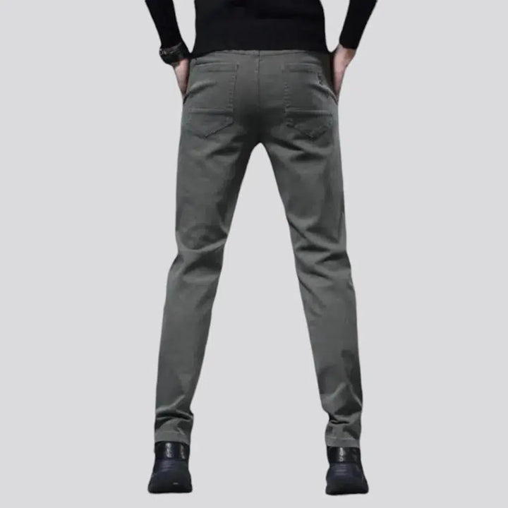 Dark men's mid-waist jeans