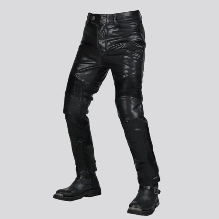 Mid-waist wax moto jeans
 for men