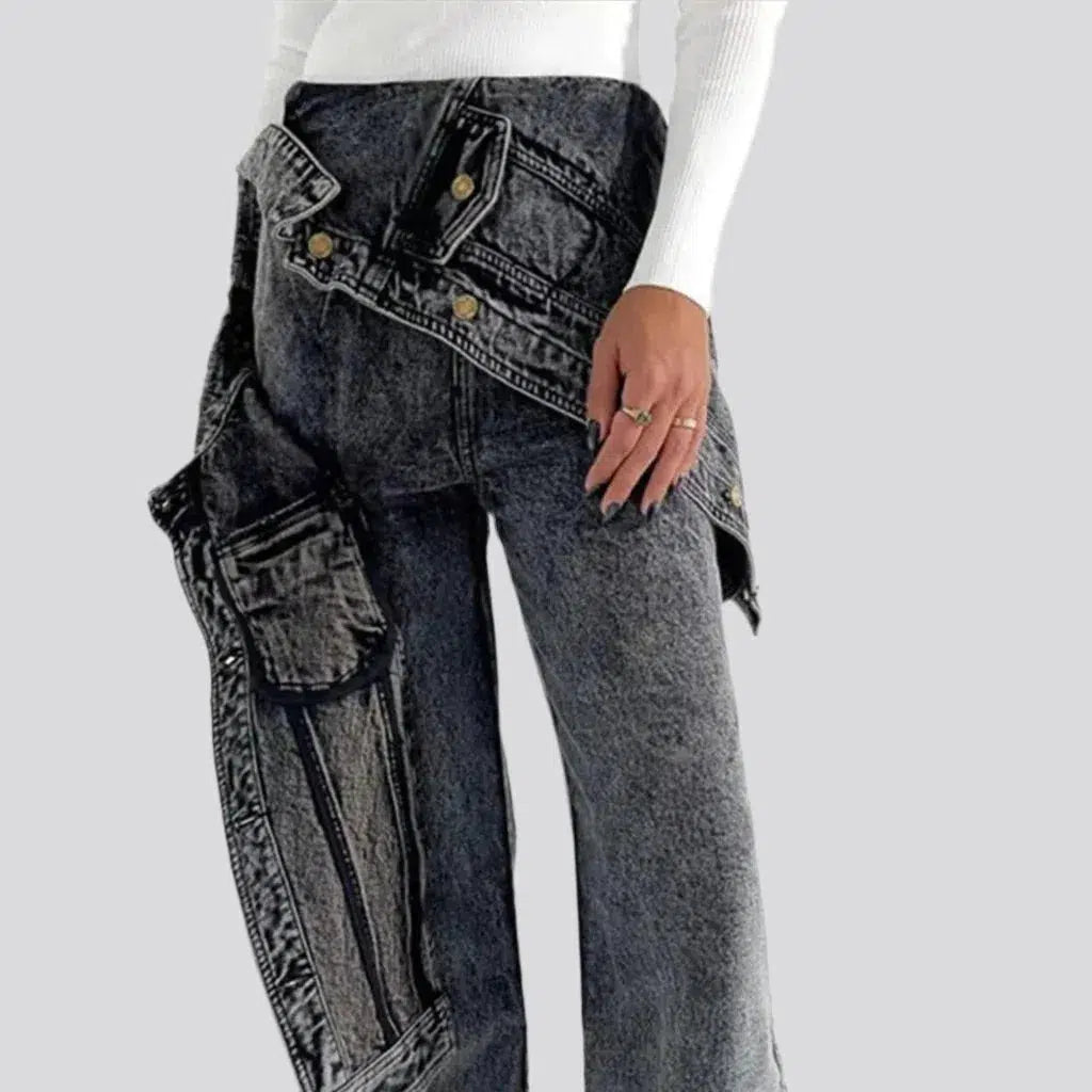 High-waist women's layered jeans