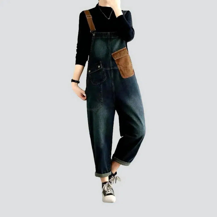 Chic patchwork women's jeans overall