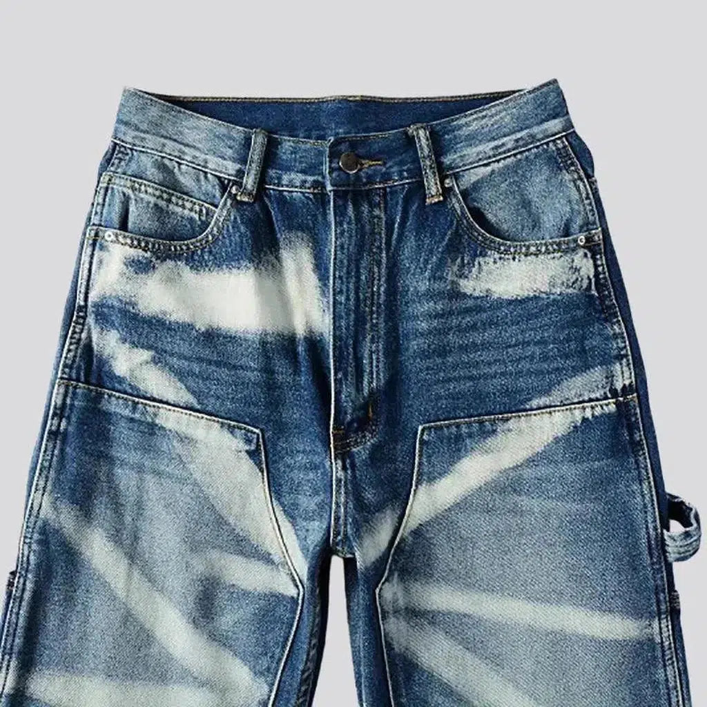 Zipper-button men's painted jeans