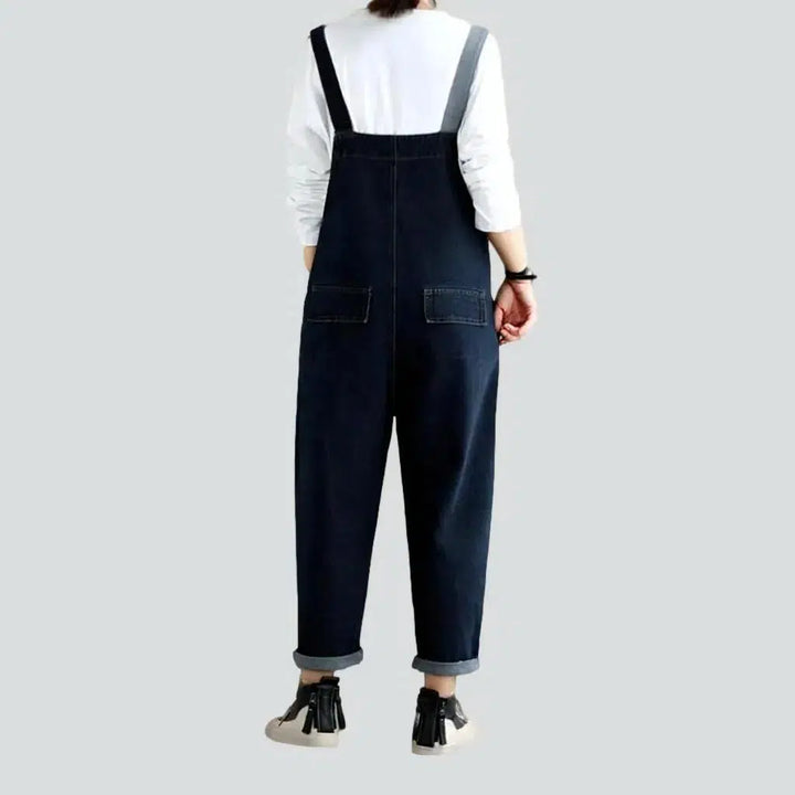 Chic patchwork women's jeans overall