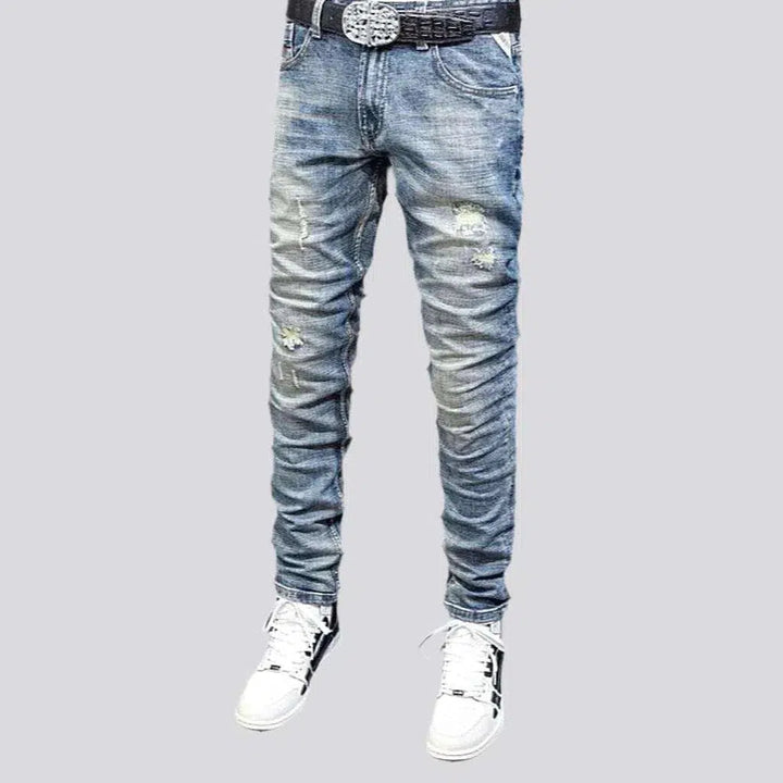 Slim men's mid-waist jeans