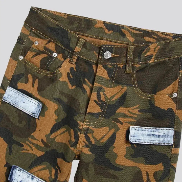 Camouflage men's painted jeans