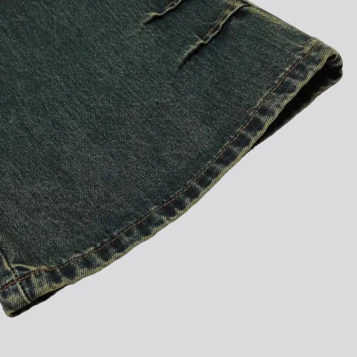 Dark men's sanded jeans