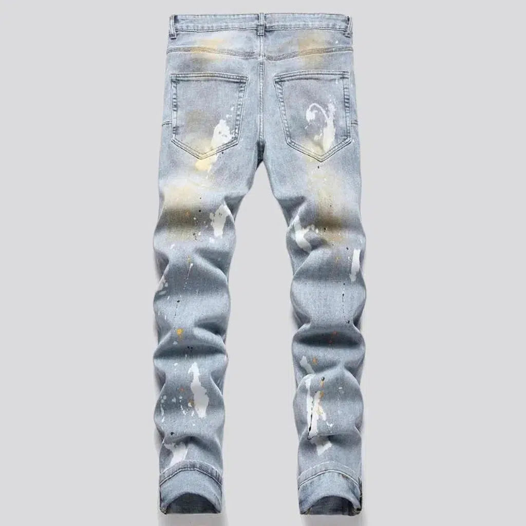 Light-wash painted jeans
 for men