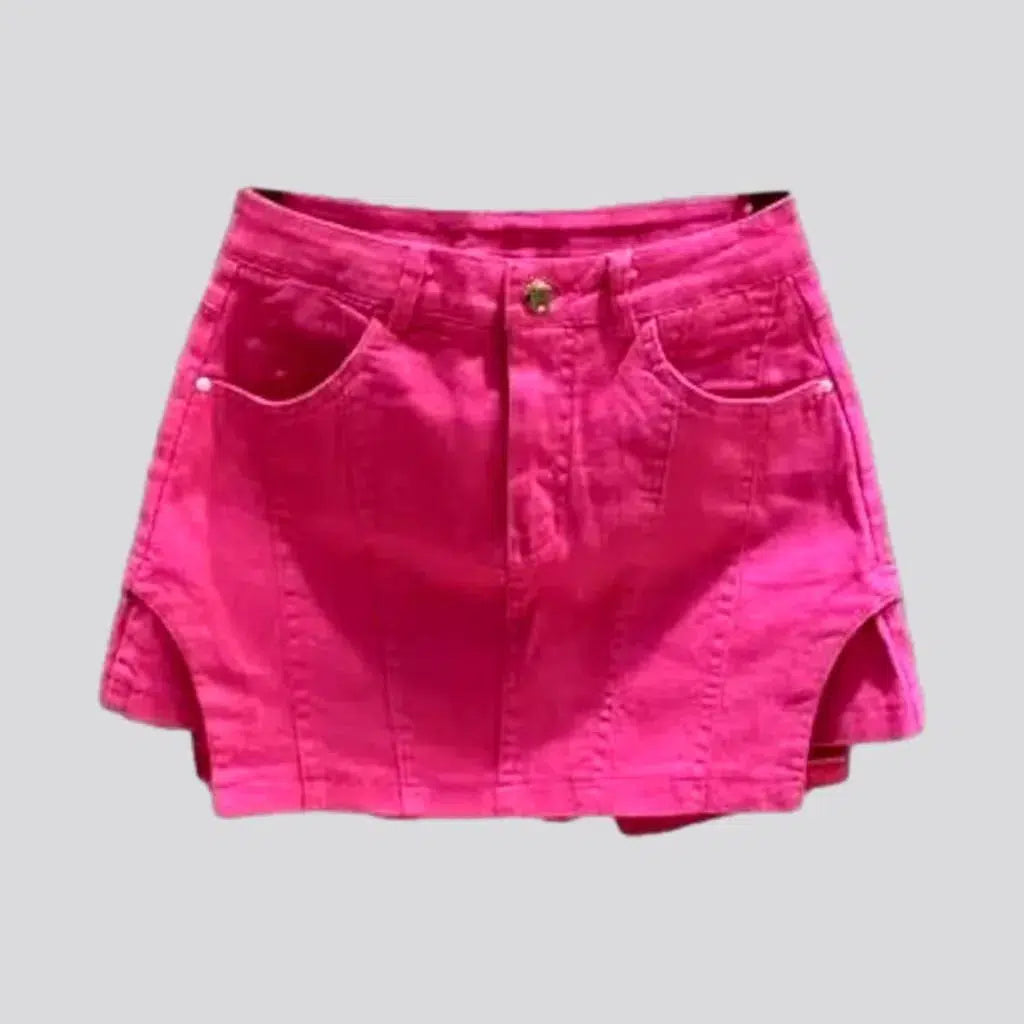 Color jeans skort
 for women