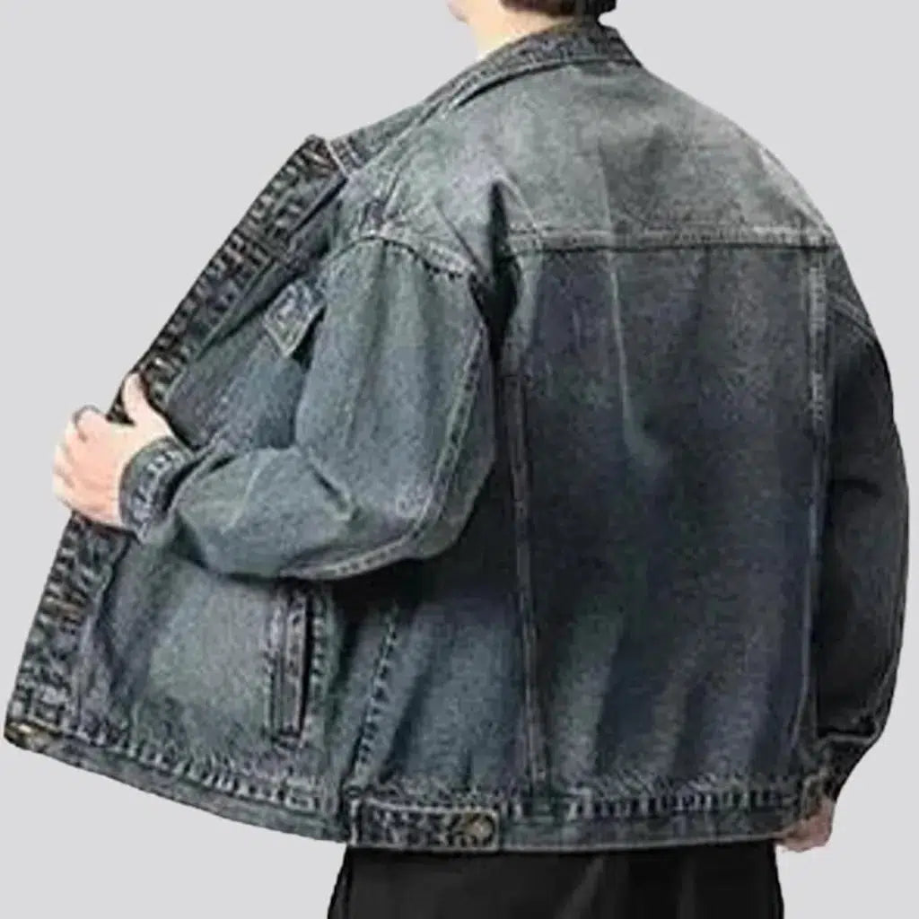 Medium-wash oversized jean jacket