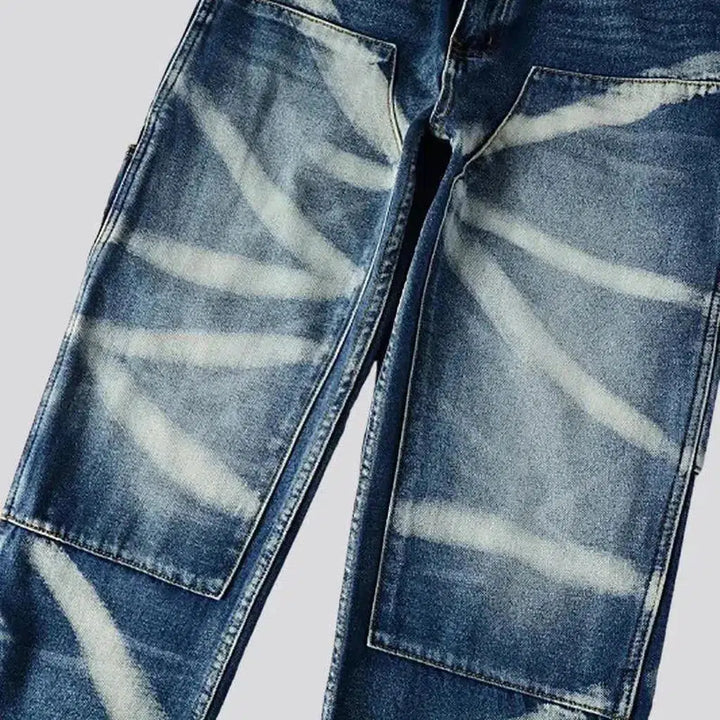 Zipper-button men's painted jeans