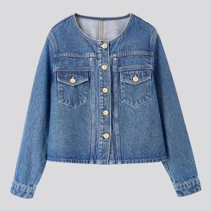 Medium-wash oversized denim jacket