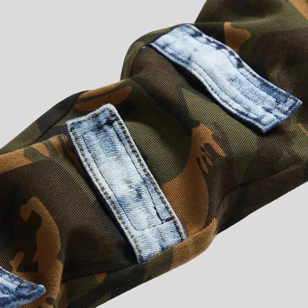 Camouflage men's painted jeans