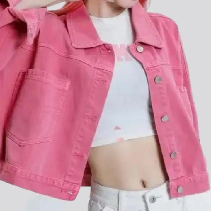 Color short jeans jacket
 for women