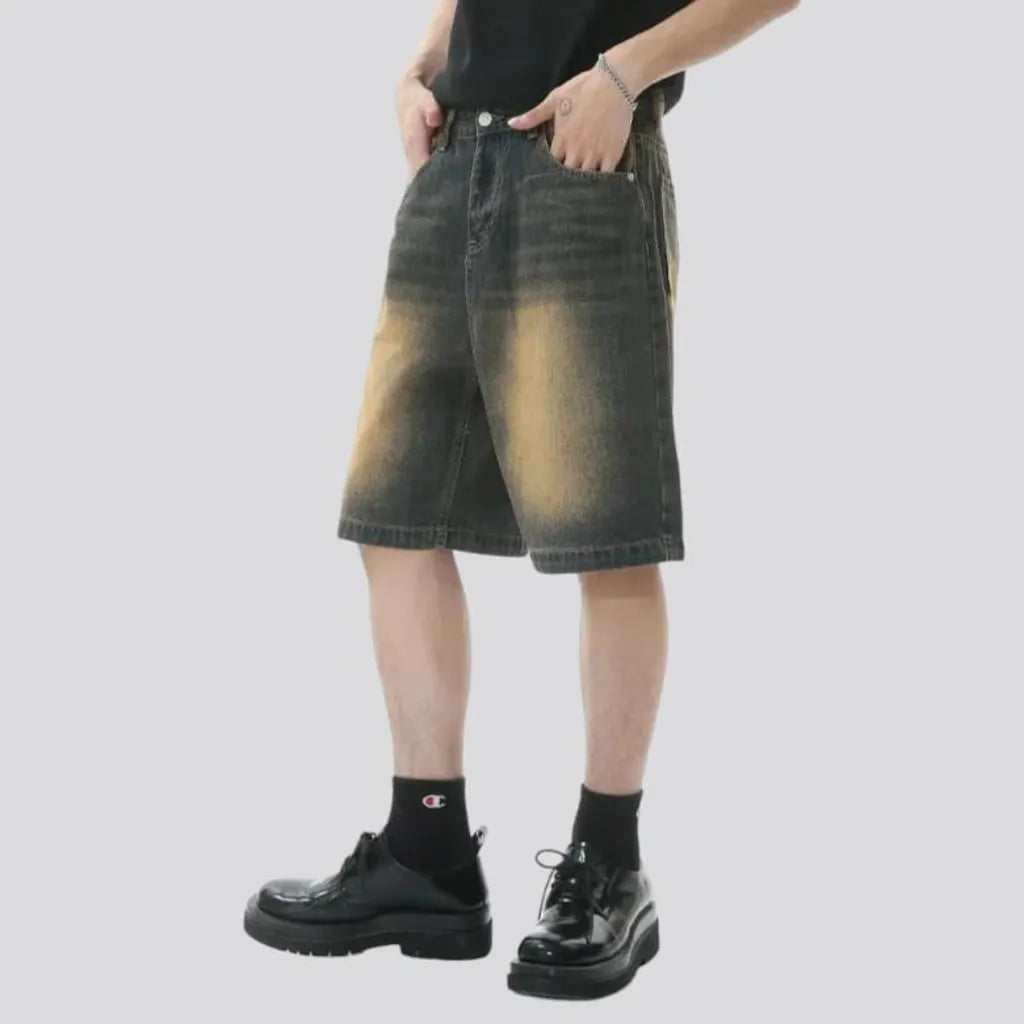 Sanded baggy jean shorts
 for men