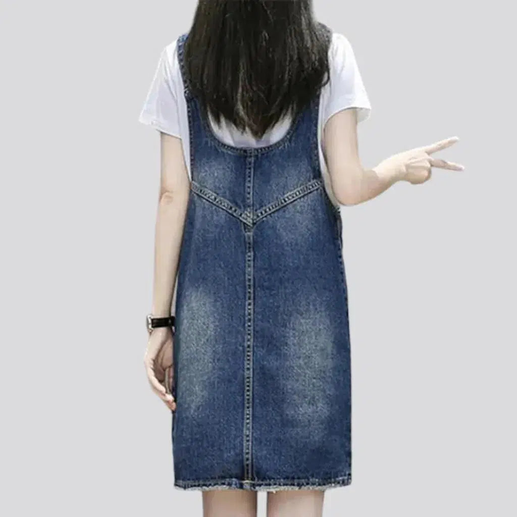 Embroidered y2k denim dress