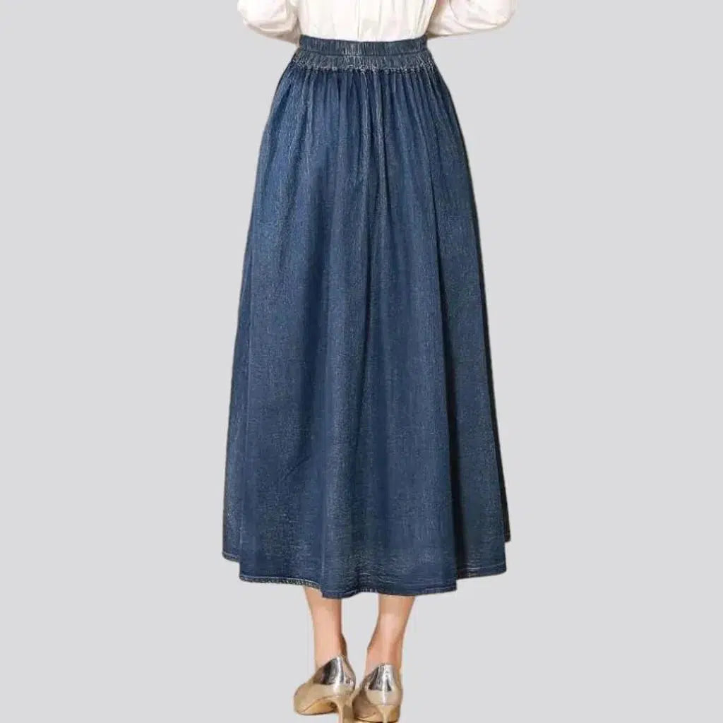 Long high-waist denim skirt
 for ladies