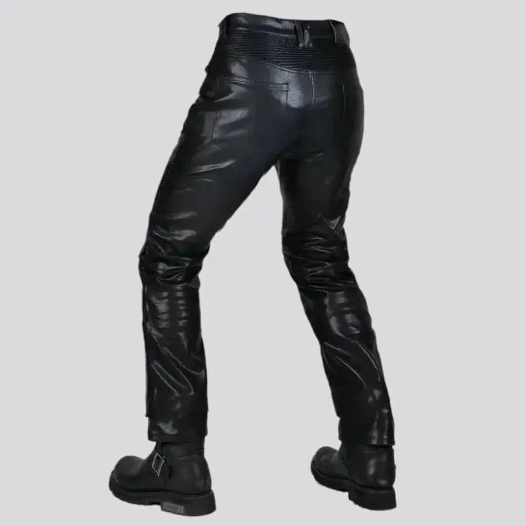 Mid-waist wax moto jeans
 for men