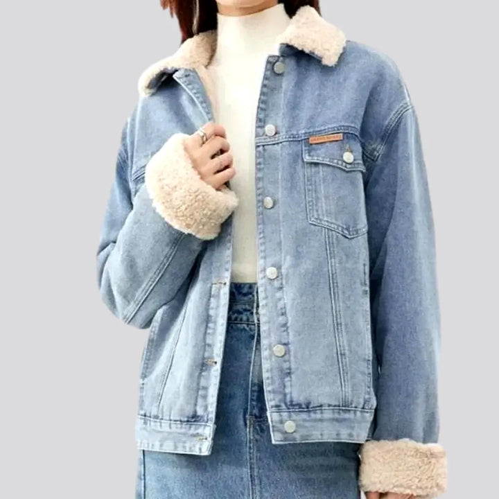 Sherpa fashion denim jacket for women | Jeans4you.shop