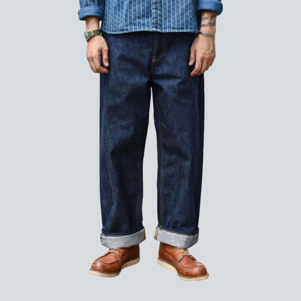 Square back cinch baggy self-edge jeans | Jeans4you.shop
