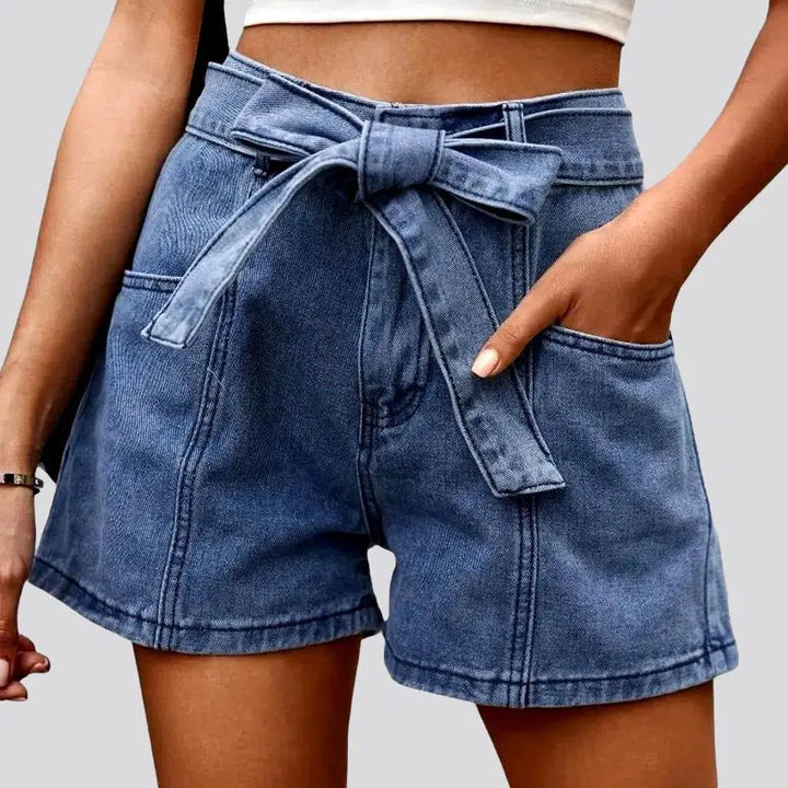 Stonewashed wide-leg denim shorts for ladies | Jeans4you.shop