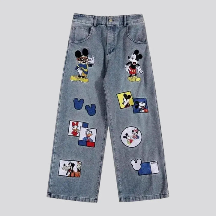 Street cartoon-embroidery jeans for women | Jeans4you.shop