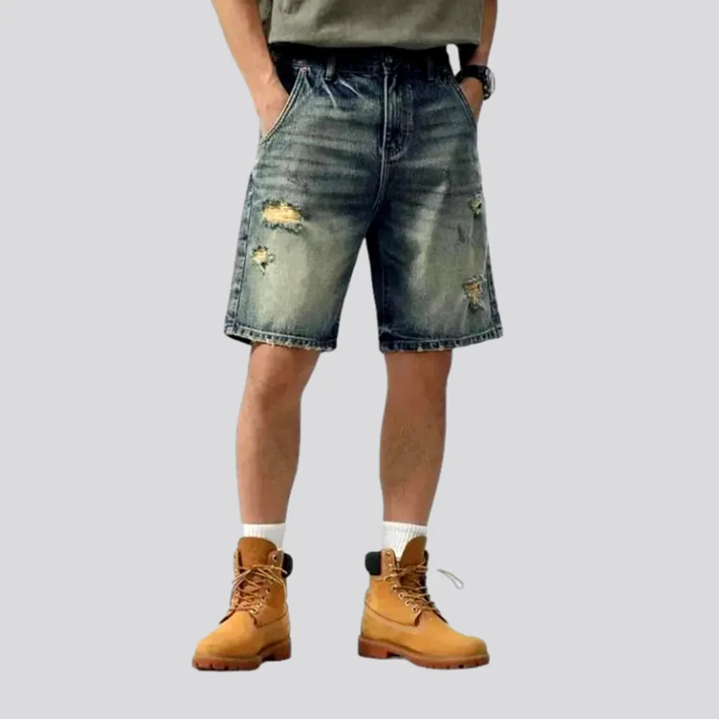 Whiskered distressed jeans shorts for men | Jeans4you.shop