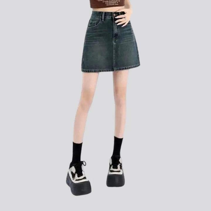 Whiskered high-waist jean skort | Jeans4you.shop