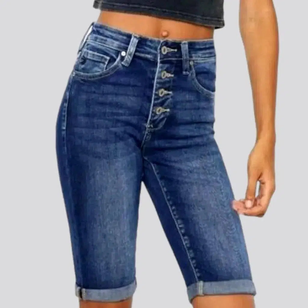 Whiskered skinny denim shorts | Jeans4you.shop