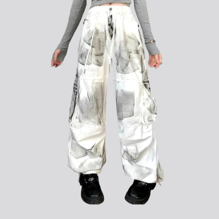 White painted jean pants for ladies | Jeans4you.shop