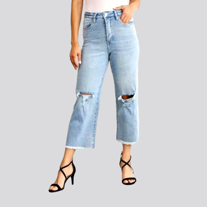 Wide-leg cutoff-bottoms jeans for women | Jeans4you.shop