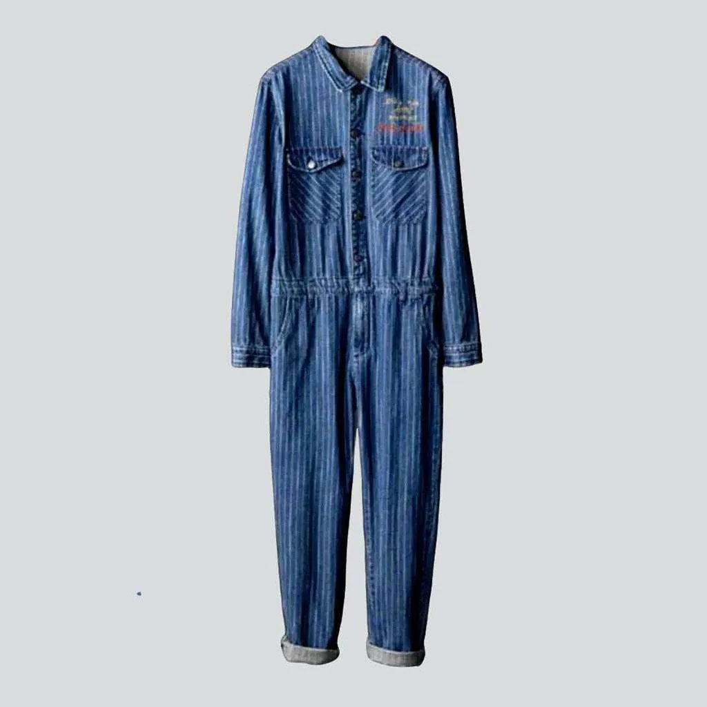 Workwear striped men's denim overall | Jeans4you.shop