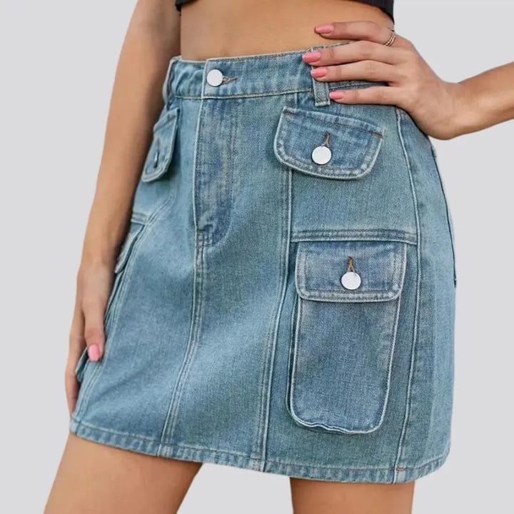 Light-wash mini denim skirt
 for women