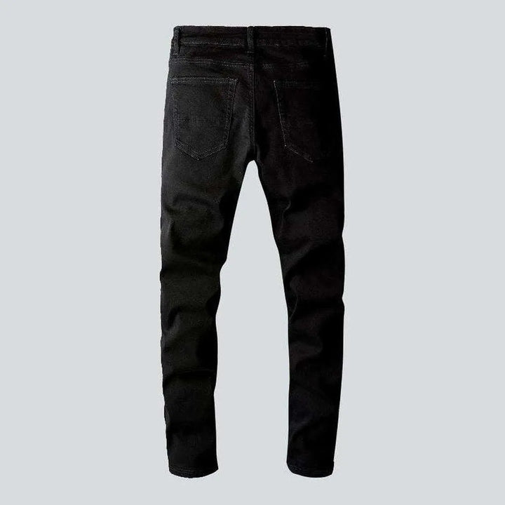 Casual skinny men's black jeans