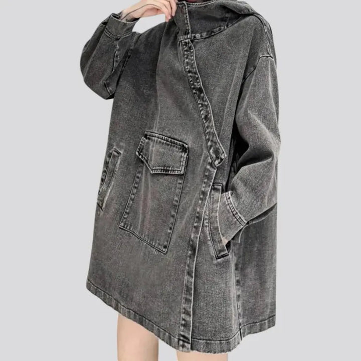 Boho oversized women's denim jacket