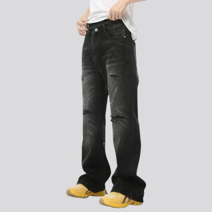 Grunge sanded fashion men's jeans