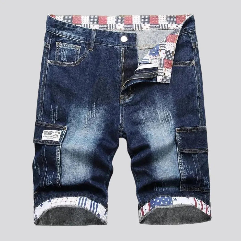 Sanded mid-waist jeans shorts for men