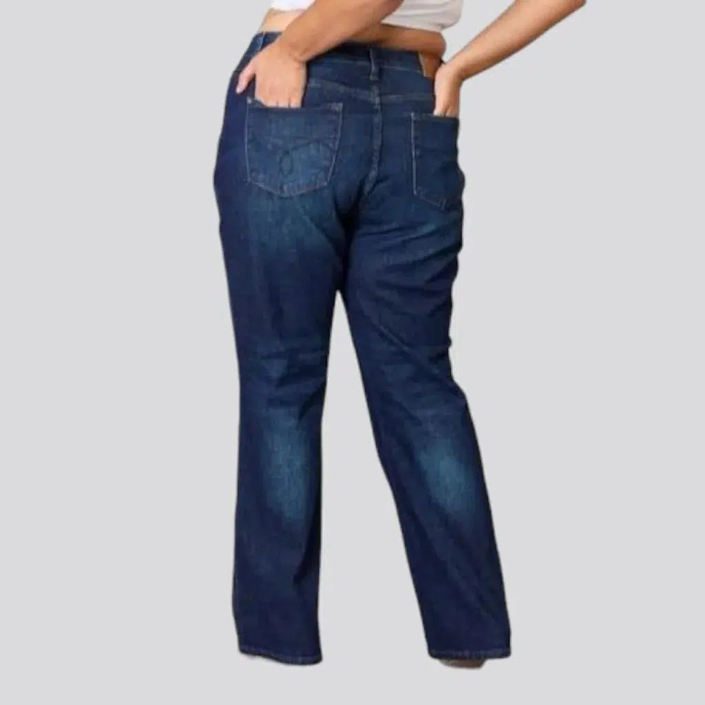 Zipper-button high-waist jeans
 for women