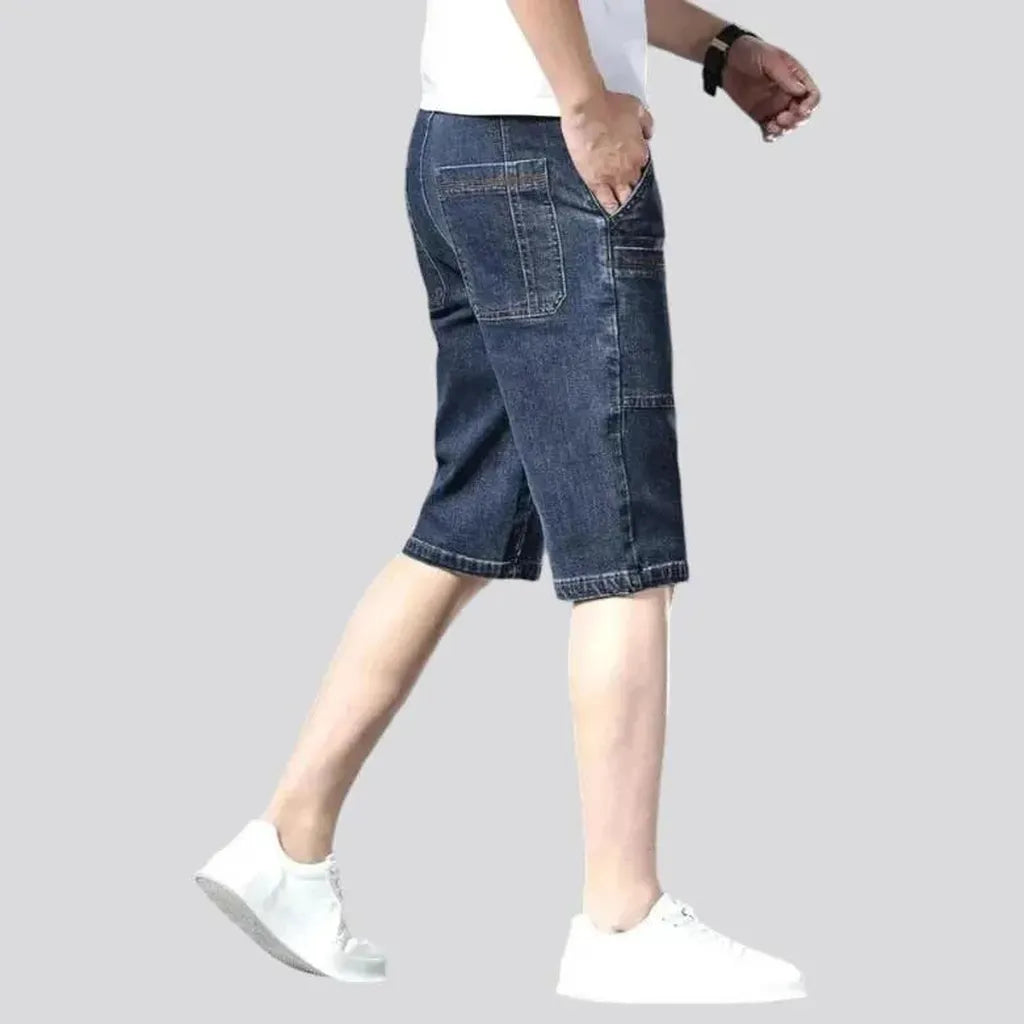 Knee-length fashion denim shorts for men