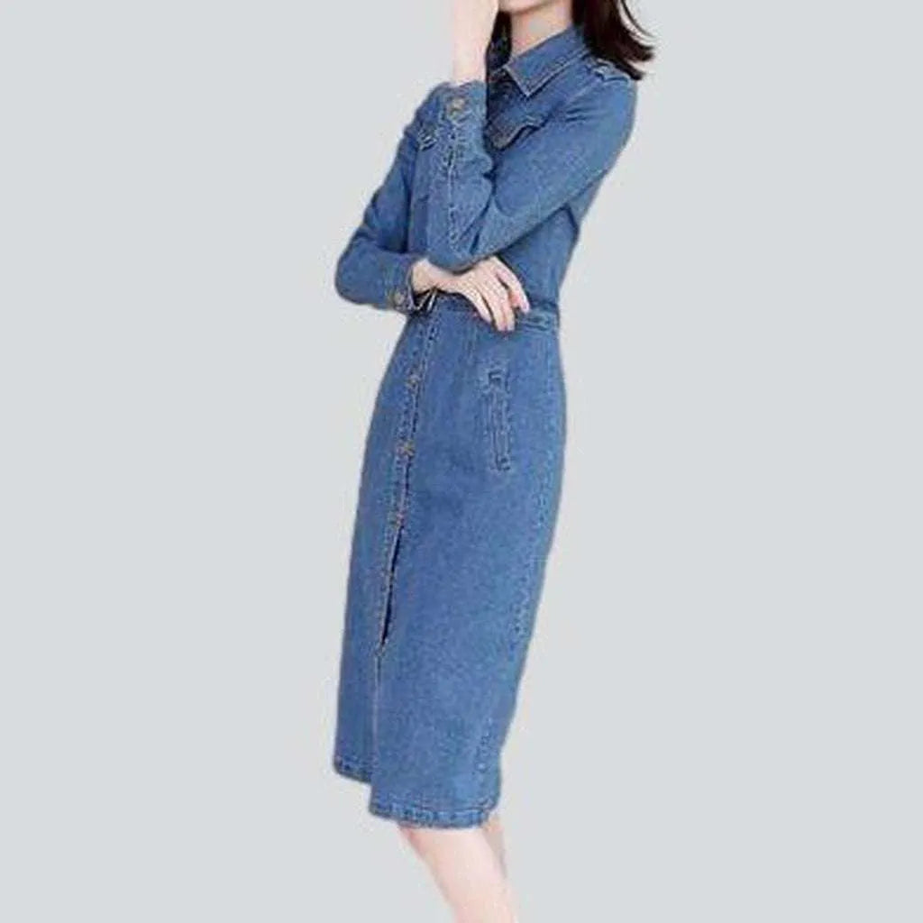 Long stonewashed jean dress